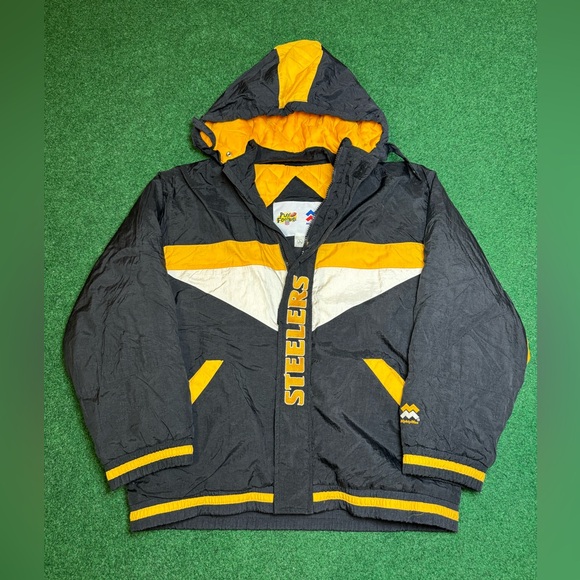 90s Pittsburgh Steelers vintage puffer hooded coat winter jacket